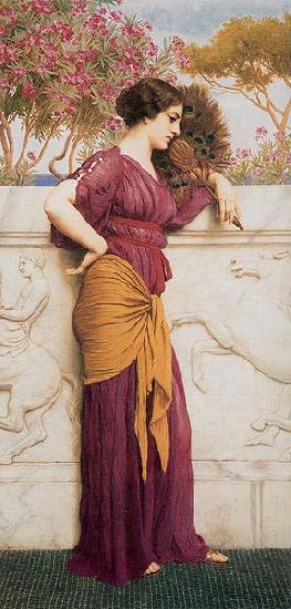 John William Godward The Peacock Fan oil painting picture